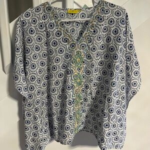 Roberta Roller Rabbit Cotton embroidered  Tunic bohemian size OS small med